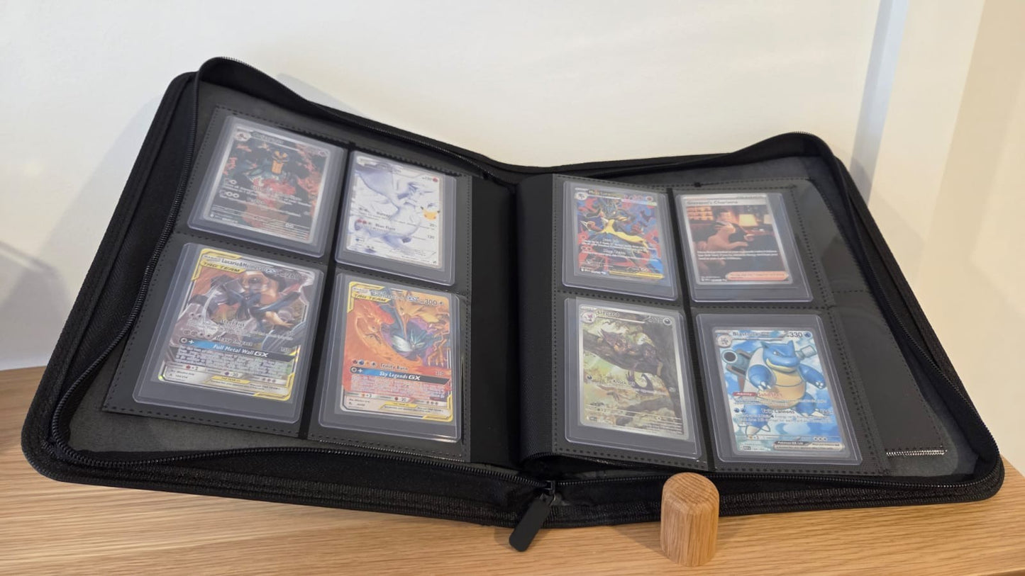 4 Pocket Top Loader Card Binder | 4-Pocket Pages | 112 Pocket Binder (Black)